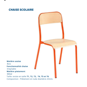 Chaise de scolaire - Design et Qualité - Mayotte 976 - Vente Mobilier en ligne - Ylang Mobilier Collectif
