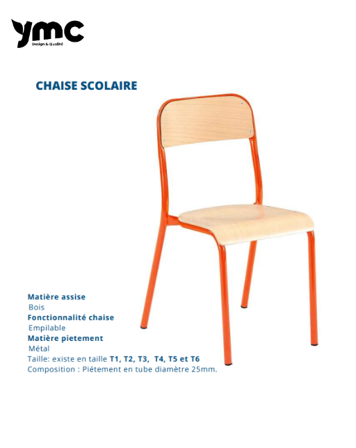 Chaise de scolaire - Design et Qualité - Mayotte 976 - Vente Mobilier en ligne - Ylang Mobilier Collectif