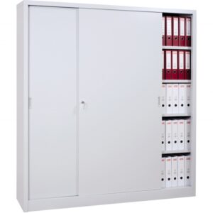 armoire haute porte coulissant gris