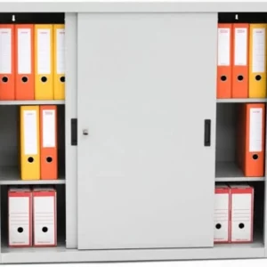 armoire basse porte coulissant GRIS